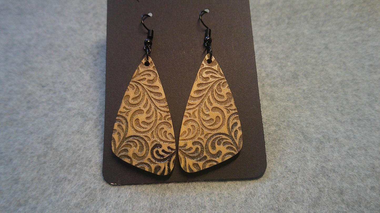 Dangle Earrings - Engraved and Hand Painted Wooden Earrings, Makes a great gift!