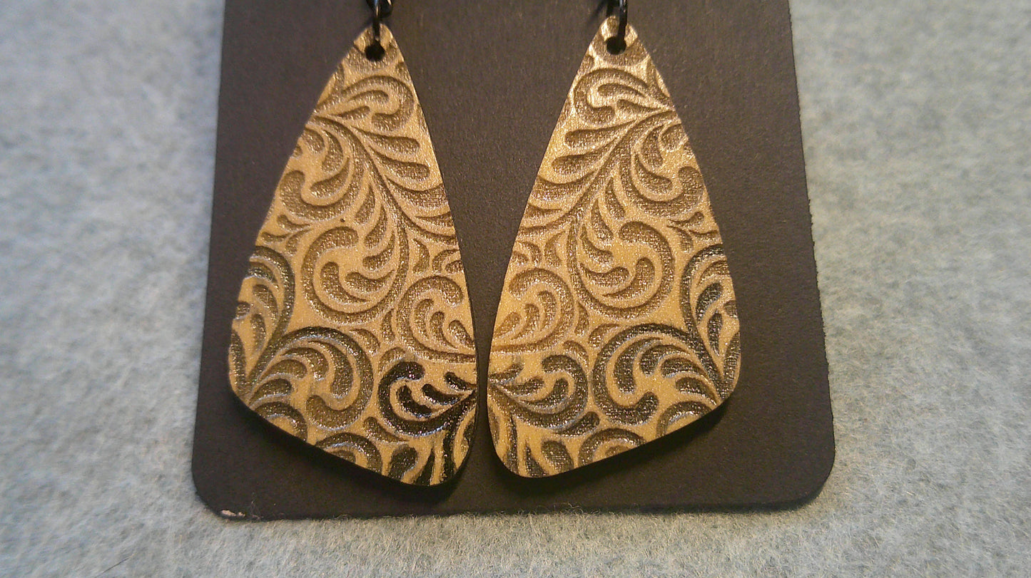 Dangle Earrings - Engraved and Hand Painted Wooden Earrings, Makes a great gift!