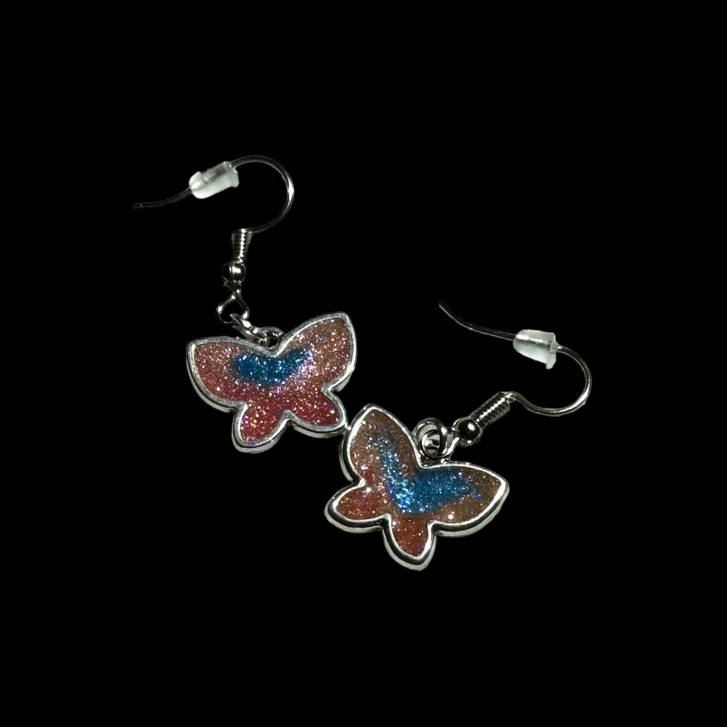 Small Pink & Blue Butterfly Earrings