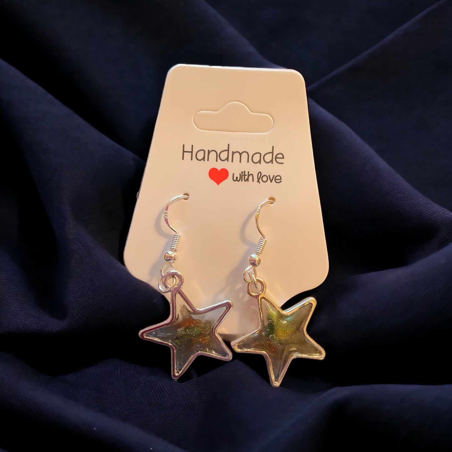 Small  Silvery Grey Star Dangle Earrings