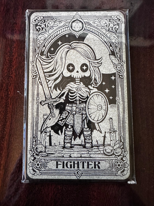 Tarot Card in Dark Wood  - Fighter, perfect gift for a RPG player or tarot card enthusiast