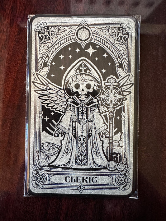 Tarot Card in Dark Wood  - The Cleric, perfect gift for a RPG player or tarot card enthusiast