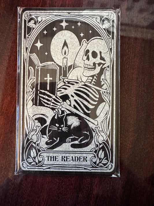 Tarot Card in Dark Wood - The Reader, perfect gift for anyone that wants a laugh, tarot card enthusiast