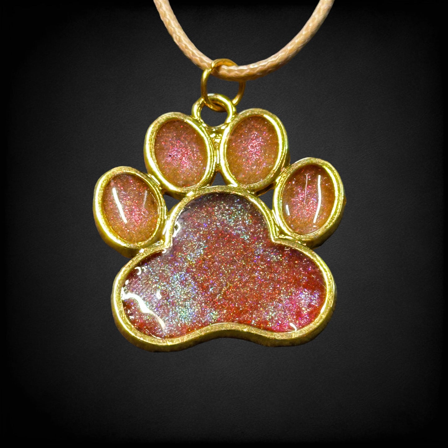 Adorable Paw-shaped Pendant, 1" Handmade Resin Jewelry on silk cord, Gift for any dog lover