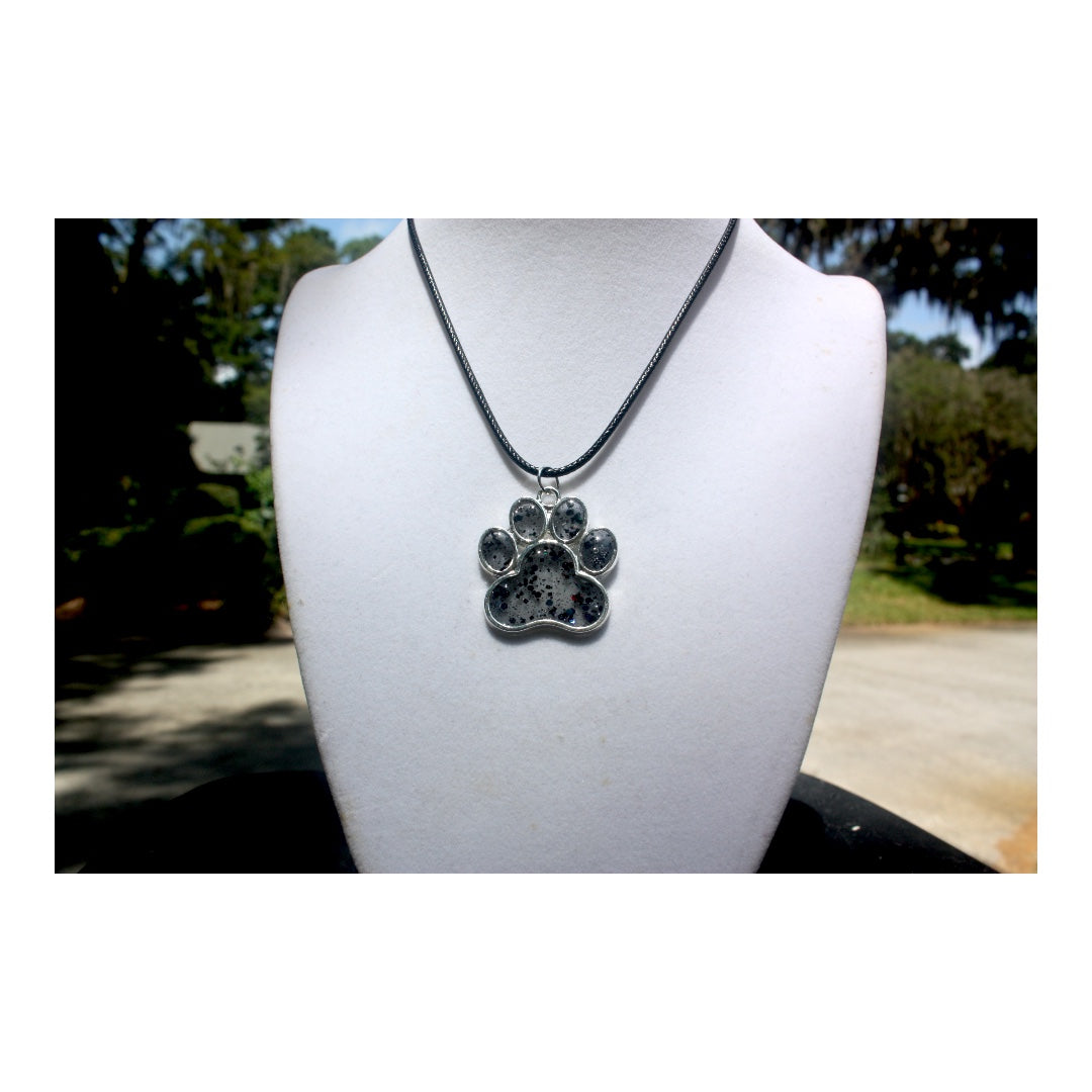 Adorable Paw-shaped Pendant, 1" Handmade Resin Jewelry on silk cord, Gift for any dog lover