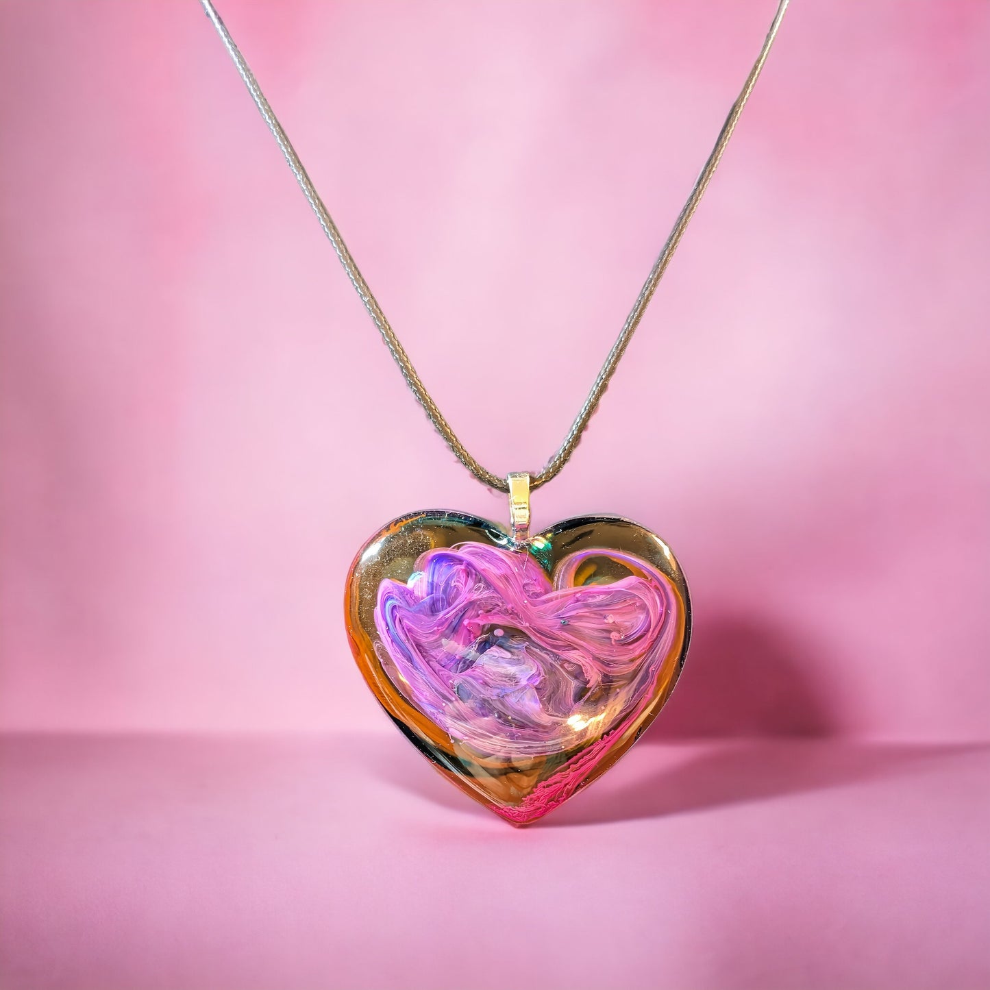 Unique Handmade Heart Necklace in Rich Reds & Purple