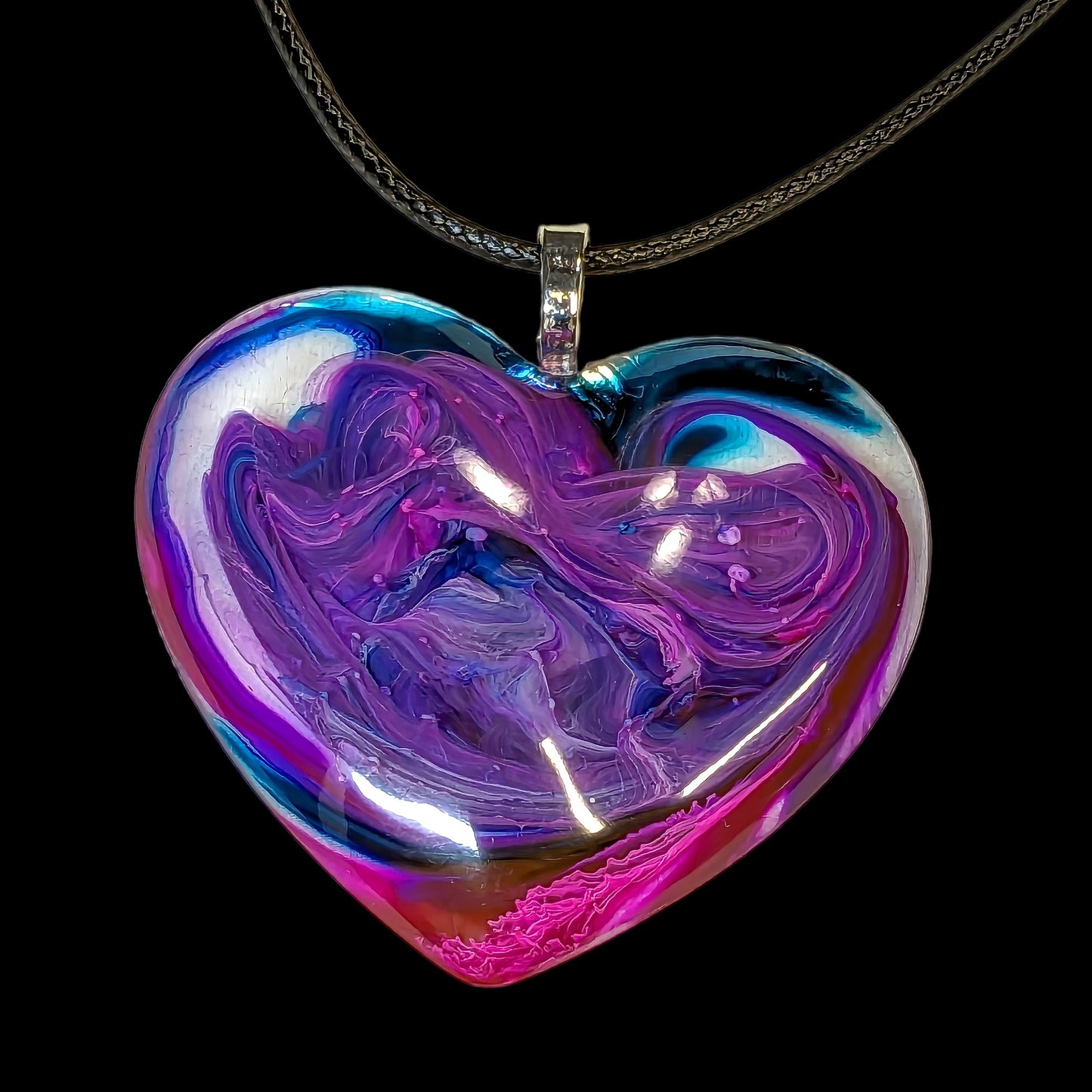 Unique Handmade Heart Necklace in Rich Reds & Purple