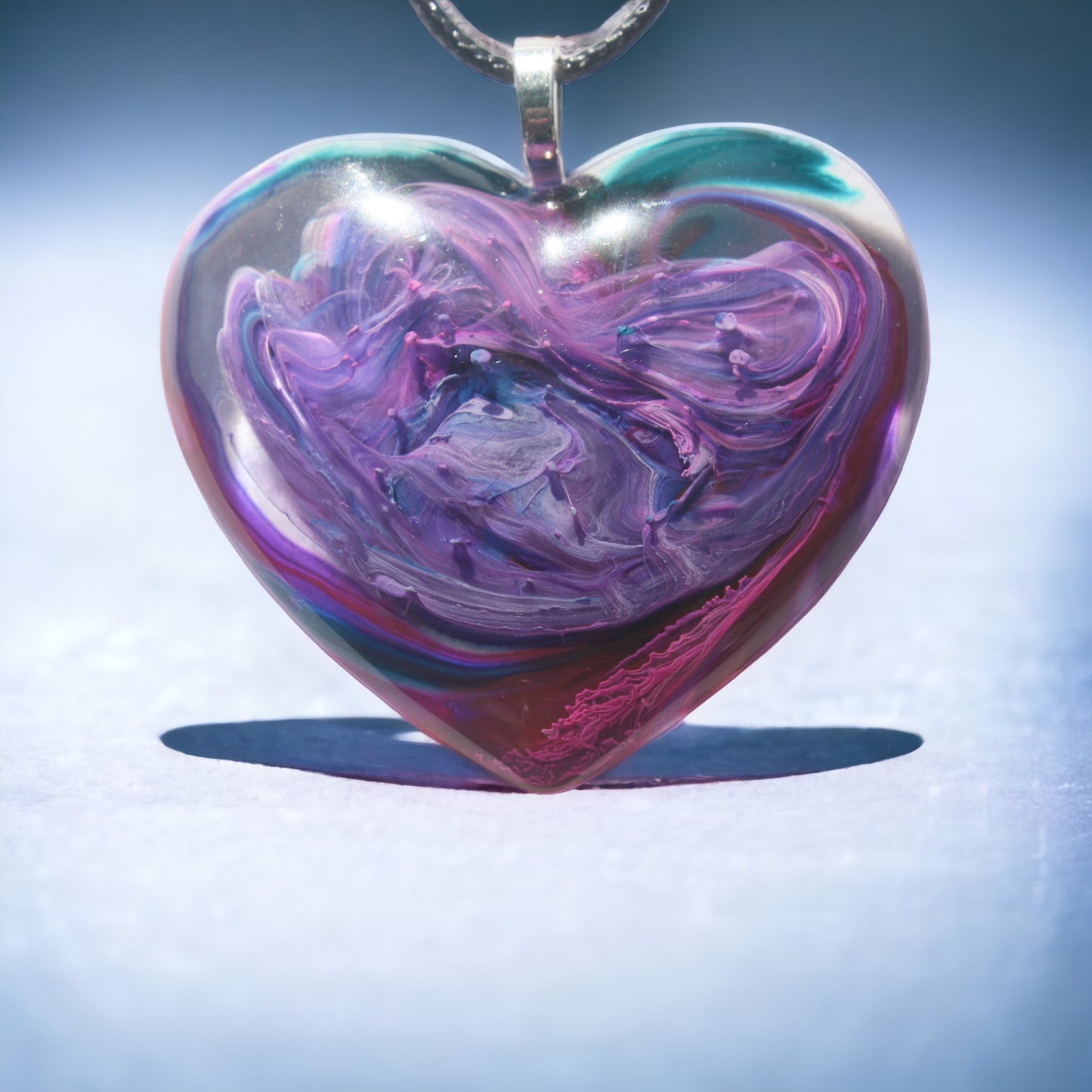 Unique Handmade Heart Necklace in Rich Reds & Purple