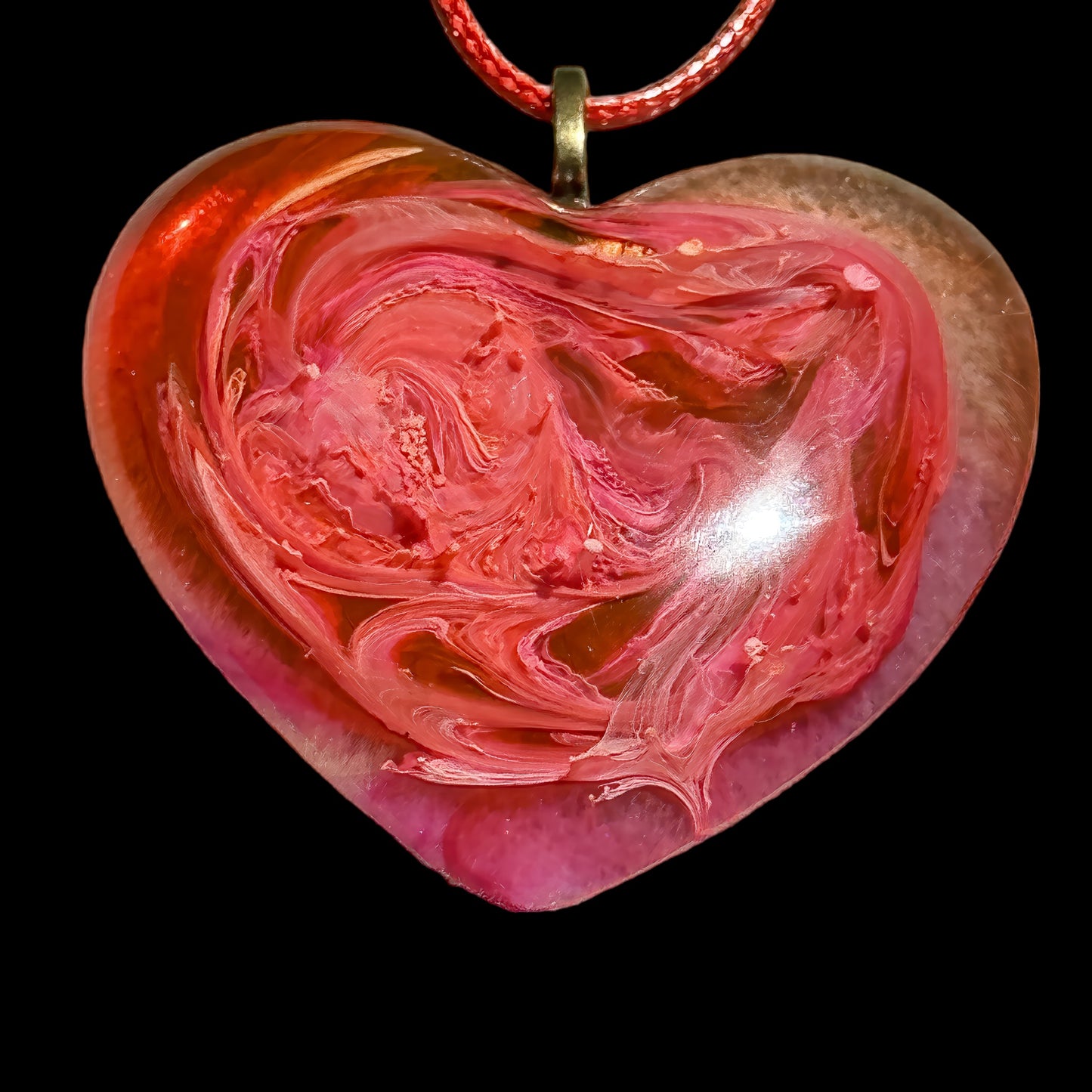 Unique Handmade Heart Necklace in Rich Reds