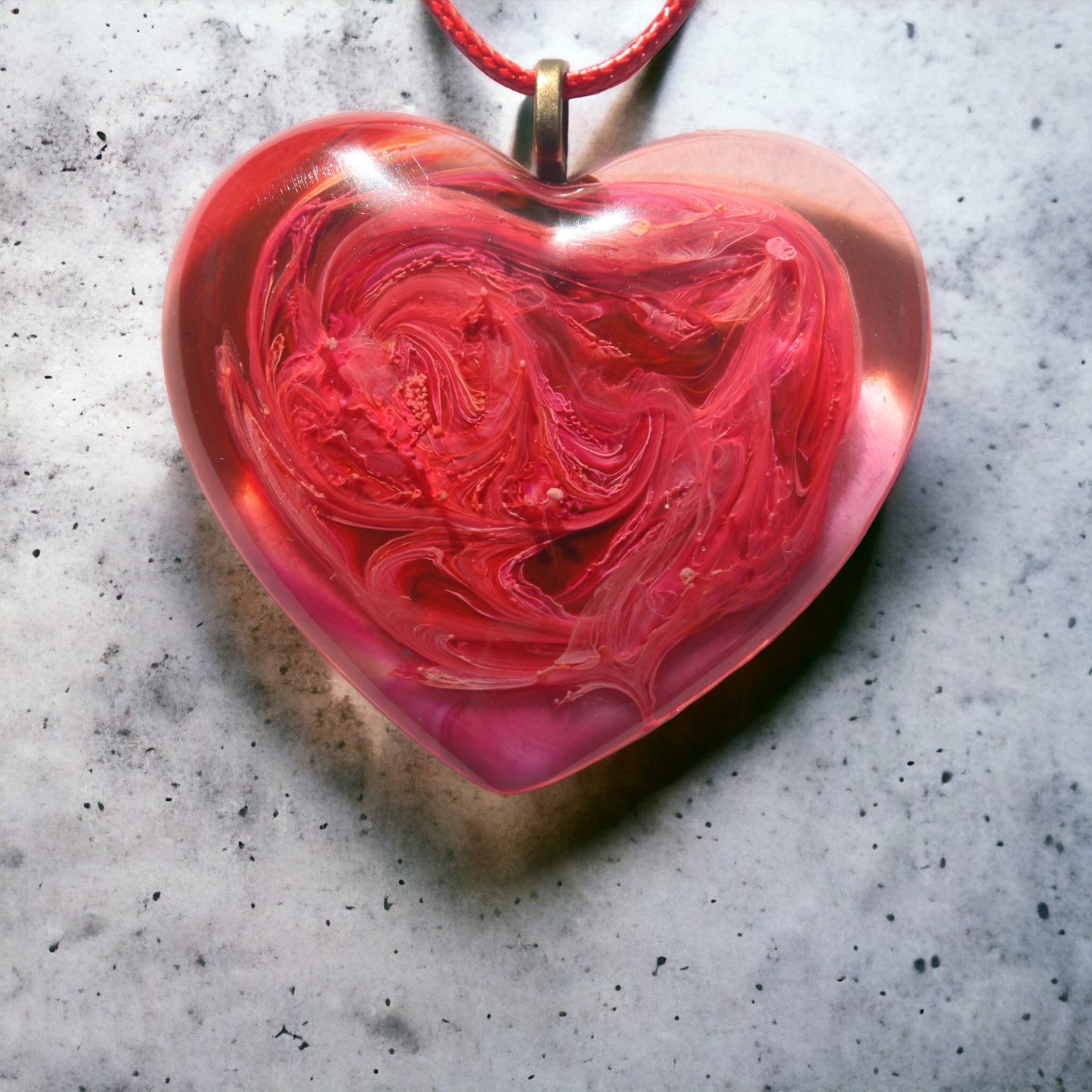 Unique Handmade Heart Necklace in Rich Reds