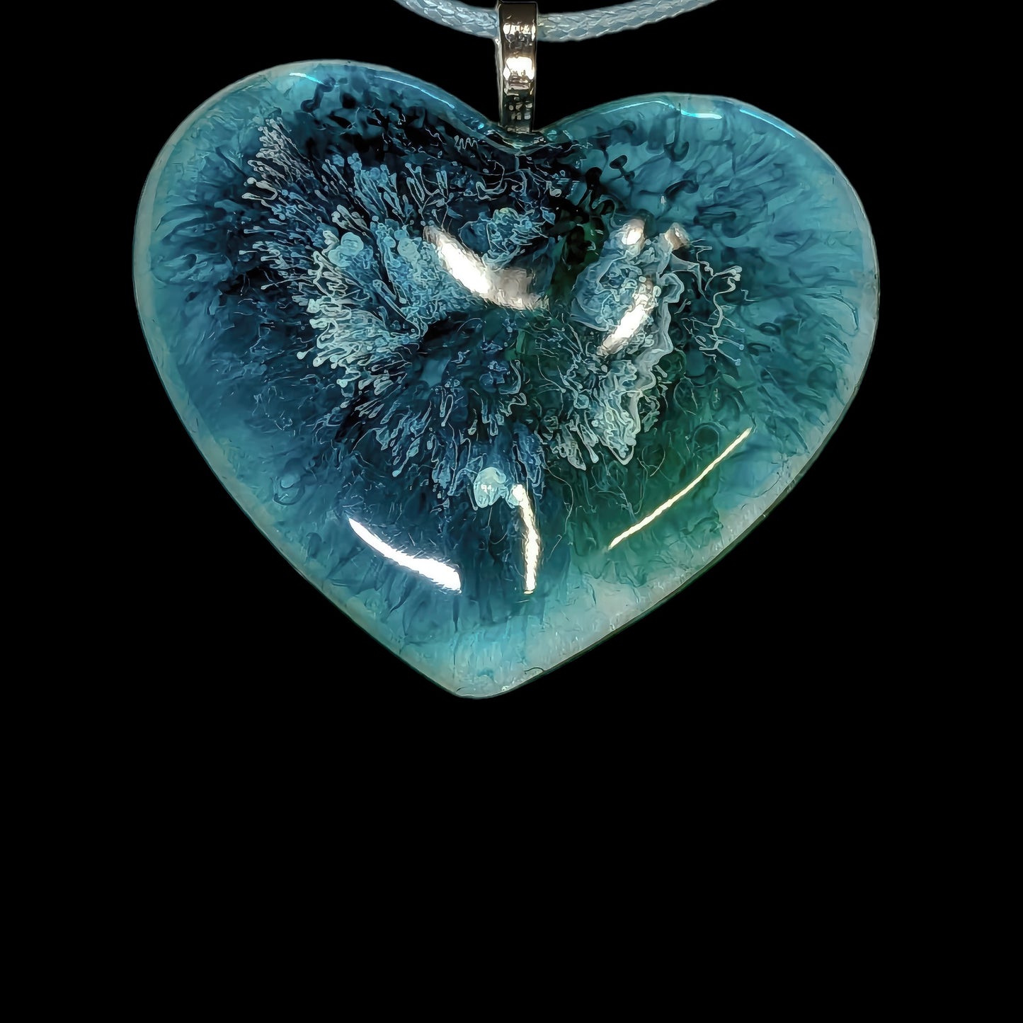 Unique Handmade Heart Necklace in Rich Teals