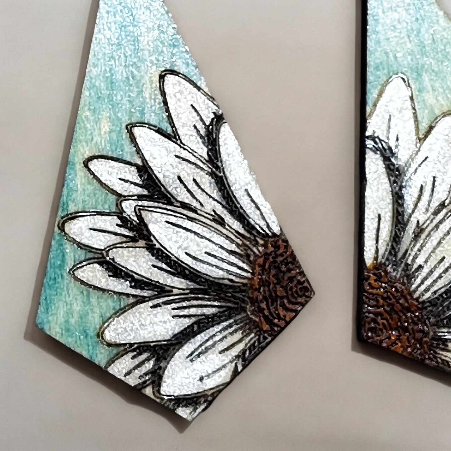 Daisy Dangle Earrings -  Engraved & Hand Painted Wood Earrings, Makes a Great Gift!